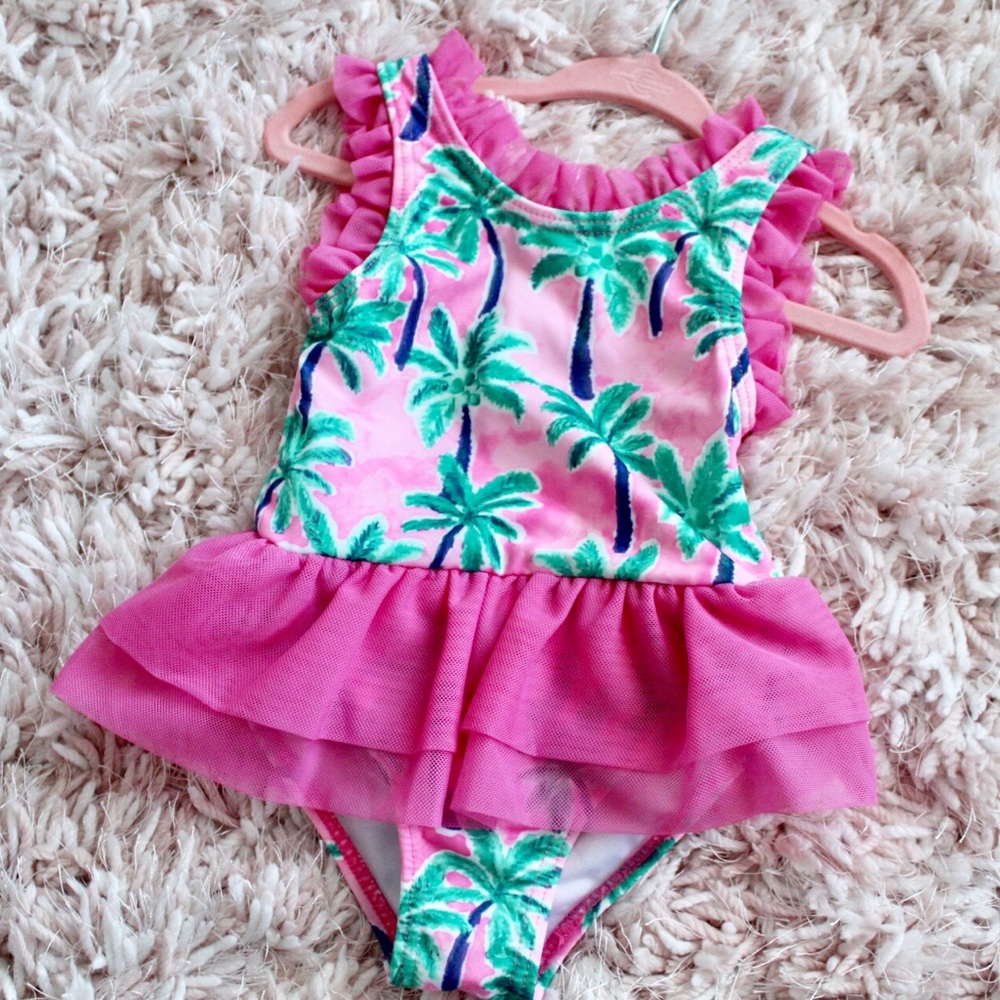 Penelope Mack Pink Tropical Palm One-Piece Swimsuit